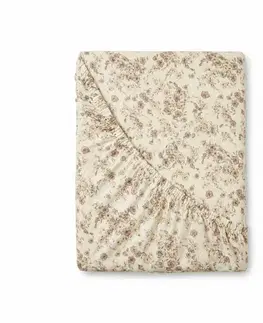 Plachty Kvalitex Bavlnené napínacie prestieradlo Kvítíbéžové, 120 x 200 cm, 120 x 200 cm