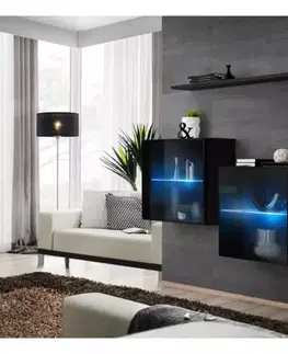Komody do spálne Komoda+Polička Switch Sb III Led Čierna