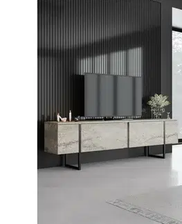 Konferenčné stolíky Televízny stolík Luxe Travertine and Black