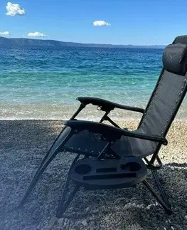 Záhradný nábytok Skladacie záhradné ležadlo ZERO GRAVITY, čierne