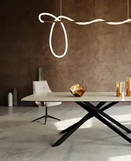 Jedálenské stoly DELIFE Jedálenský stôl Edge zaoblený 240x120 cm keramika Iris FMG Onice Oro krížová podstava obdĺžnik čierna