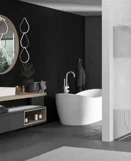 Sprchové dvere MEXEN/S - Kioto L Sprchová zástena WALK-IN 80 x 200, transparent/dekor, biela 800-080-103-20-35