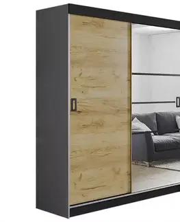 Spálňové šatníkové skrine Skriňa Retro 138 6L grafit/ Dvierka craft