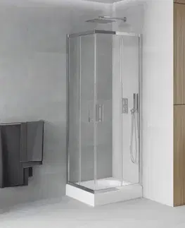 Vane MEXEN/S - Rio štvorcový sprchovací kút 70 x 70, transparent, chróm + vanička Rio 860-070-070-01-00-4510