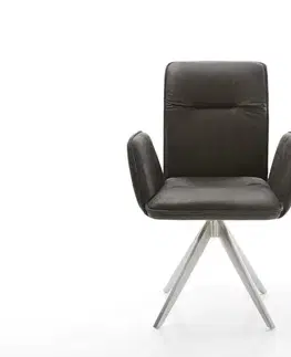 Jedálenské stoličky DELIFE Jedálenská stolička Vinja-Flex mikrovlákno antracitová vintage krížová podstava hranatá nerezová oceľ