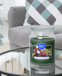 Sviečky KONDELA Leana vonná sviečka v skle 500 g priehľadná / zelená