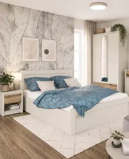 Šatníkové skrine KONDELA Karos 4D1S šatníková skriňa so zásuvkou kašmír / dub evoke