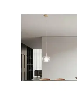 Svietidlá Ondaluce - luster na lanku TH 1xE27/15W/230V pr. 25 cm zlatý/číry SO.TH/2-TRASPA