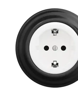 Predlžovacie káble Reblig - Retro domová zásuvka s rámčekom SCHUKO 230V/16A snehovo biela/čierna RG0016+RG0160