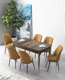 Jedálenské sety Extendable Dining Table & Chairs Set (7 Pieces) Zen - Baroque, Cappuccino