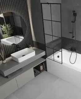 Sprchové dvere MEXEN/S - Vega obdĺžniková vaňa 180 x 80 cm s panelom + vaňová zástena 60, čierna vzor 550118080X9506007077