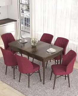 Jedálenské sety Extendable Dining Table & Chairs Set (7 Pieces) Eva - Baroque, Burgundy