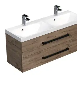 Kúpeľňový nábytok Kúpeľňová skrinka s čiernou úchytkou a umývadlom SAT Cube Way 120x53x40 cm dub Wellington mat CUBE2C120ZDW CUBE2C120ZDW