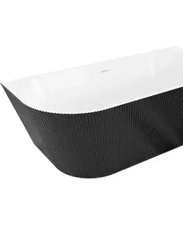 Vane MEXEN/S - Oris voľne stojaca vaňa nástenná reliéf 170 x 80, biela/čierna, sifón a prepad biela 52871708075-20