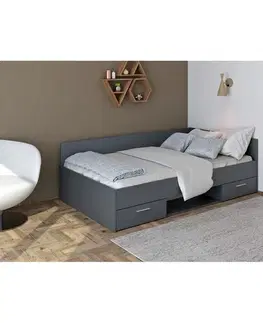 Postele KONDELA Boat 120 posteľový rám s úložným priestorom grafit