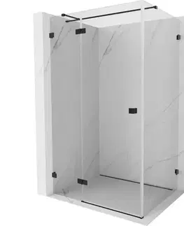 Sprchovacie kúty MEXEN/S - Lunar T sprchovací kút dvere krídlové ľavá 140 x 120, transparent, čierna 834T-140-120-70-00-L