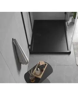 Vane MEXEN - Flow sprchová vanička obdĺžniková slim 85 x 90, čierna mat 46R708590