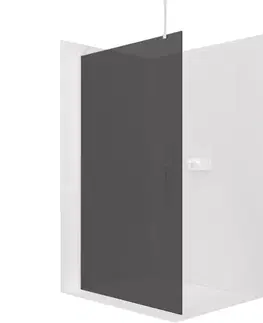 Sprchovacie kúty CERANO - Sprchová zástěna Walk-in Onyx Top Round L/P - 8 mm - kulatá vzpěra - bílá matná, grafitové sklo - 30x200  CER-8050BD71966