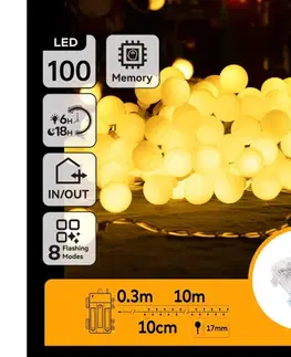 LED osvetlenie  B.V.  - LED vonkajšia svetelná reťaz 100xLED/3xAA/8 funkcií 10,3 m IP44 teplá biela B10303K4H