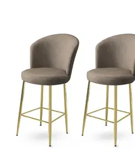 Barové stoličky Bar Stool Set (2 Pieces) Alte - Cappuccino, Gold