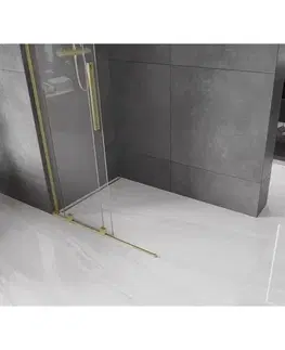 Sprchové dvere MEXEN/S - Velar L Sprchová zástena posuvná Walk-in 90 x 200, transparent 8 mm, zlato kefovaná 871-090-003-03-55