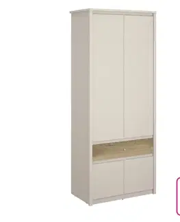 Šatníkové skrine KONDELA Karos 4D1S šatníková skriňa so zásuvkou kašmír / dub evoke