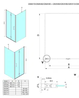 Sprchové dvere GELCO - LORO obdĺžniková sprchová zástena 900x1200 GN4590-02