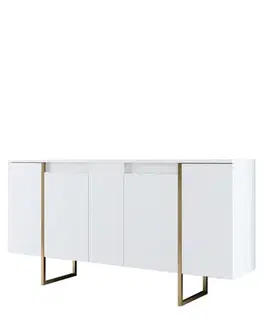 Komody a skrinky GOLD komoda na nožičkách, biela / zlatá