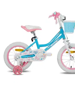 Bicykle Detský bicykel Joystar Angel 14" s košíkom a kolieskami • 91-119 cm modrá