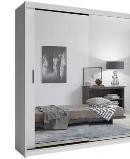 Spálňové šatníkové skrine Skriňa Lux 203 Biely + 2 x Zrkadlo