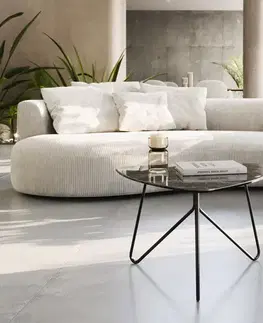 Konferenčné stolíky DELIFE Konferenčný stolík Ekrem 65x65 cm keramika Laminam®Emperador Extra Lucidato tmavohnedá Hairpin kov čierna