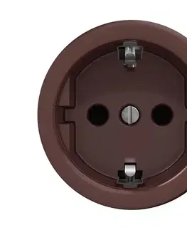 Predlžovacie káble Reblig - Retro domová zásuvka bez rámčeka SCHUKO 230V/16A hnedá H/ZS