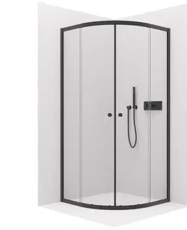 Sprchovacie kúty CERANO - Sprchovací kút Orso L/P - 6 mm - štvrťkruh - R550 - čierna, transparentné sklo - 90x90x195 - posuvný CER-476864