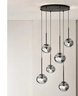 Svietidlá Ondaluce - Závesný luster na lanku JEWEL 6xE14/10W/230V pr. 55 cm čierna/dymová čierna SO.JEWEL/R-6NERO