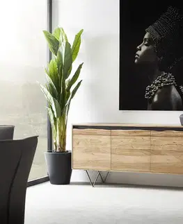 Komody DELIFE Komoda Stonegrace 200x45 cm akácia prírodná 4 dvierka s hranou z masívu