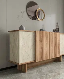 Komody Konzolový stolík Diana - Travertine, Walnut