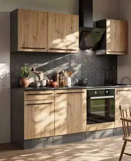 Moderný kuchynský nábytok Kuchynská linka Porto ANAS KP 220 artisan/anthracite