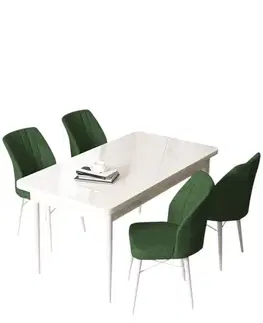 Jedálenské sety Dining Table & Chairs Set (5 Pieces) Arp - White, Khaki