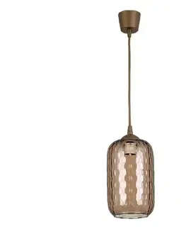 Svietidlá BRILAGI - LED závesný luster na lanku R GLASS 1xE27/60W/230V priemer 14 cm hnedá//dymovo hnedá NSTK7702+TK8611A