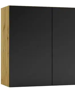 Kuchynské skrinky visiace Kuchynská skrinka Cosmo Isabel W80 Čierny hrášok/Dub  Artisan