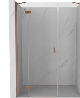 Sprchovacie kúty MEXEN/S - Mist-H sprchové dvere krídlové ľavé 155, transparent, meď kartáčovaná 8A5-155-001-65-00-L