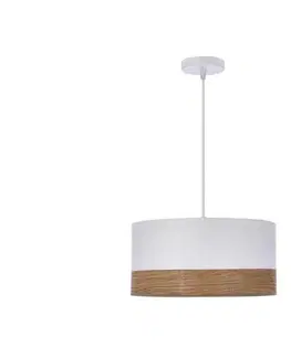 Svietidlá  Luster na lanku BIANCO 1xE27/40W/230V biela/hnedá 31-17536