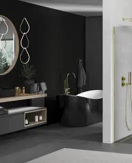 Sprchové dvere MEXEN/S - KIOTO Sprchová zástena WALK-IN 70x200 cm 8 mm, zlatá, transparent 800-070-101-50-00