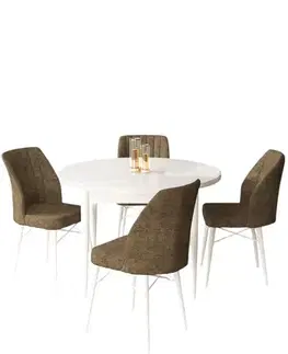 Jedálenské sety Dining Table & Chairs Set (5 Pieces) Rox - White, Brown