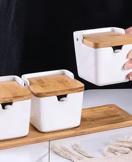 Koreničky KONDELA Etera sada koreničiek (3 ks) biela / prírodná