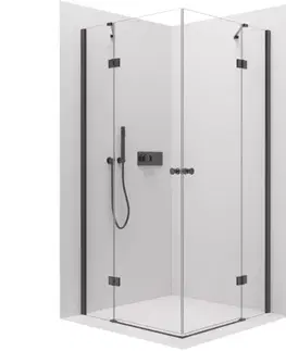 Sprchovacie kúty CERANO - Sprchovací kút Marino Duo Ľ/P - 6 mm - čierna matná, transparentné sklo - 110x90x190 - pántový CER-480205