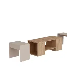 Konferenčné stolíky Súprava konferenčných stolíkov Sartos Beige and Atlantic Pine, 3 ks
