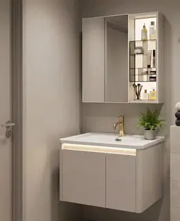 Kúpeľňový nábytok REA - Súprava kúpeľňového nábytku s umývadlom Sora DE07-60 Beige 60CM REA-M0607