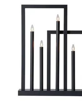 Vianočné dekorácie Eglo 410952 - Vianočný svietnik FRAME 5xE10/3W/230V čierna 410952