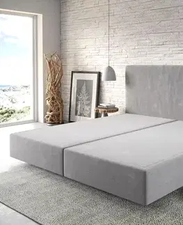Postele Boxspring DELIFE Boxspring posteľ Dream-Well mikrovlákno sivá 200x200 cm